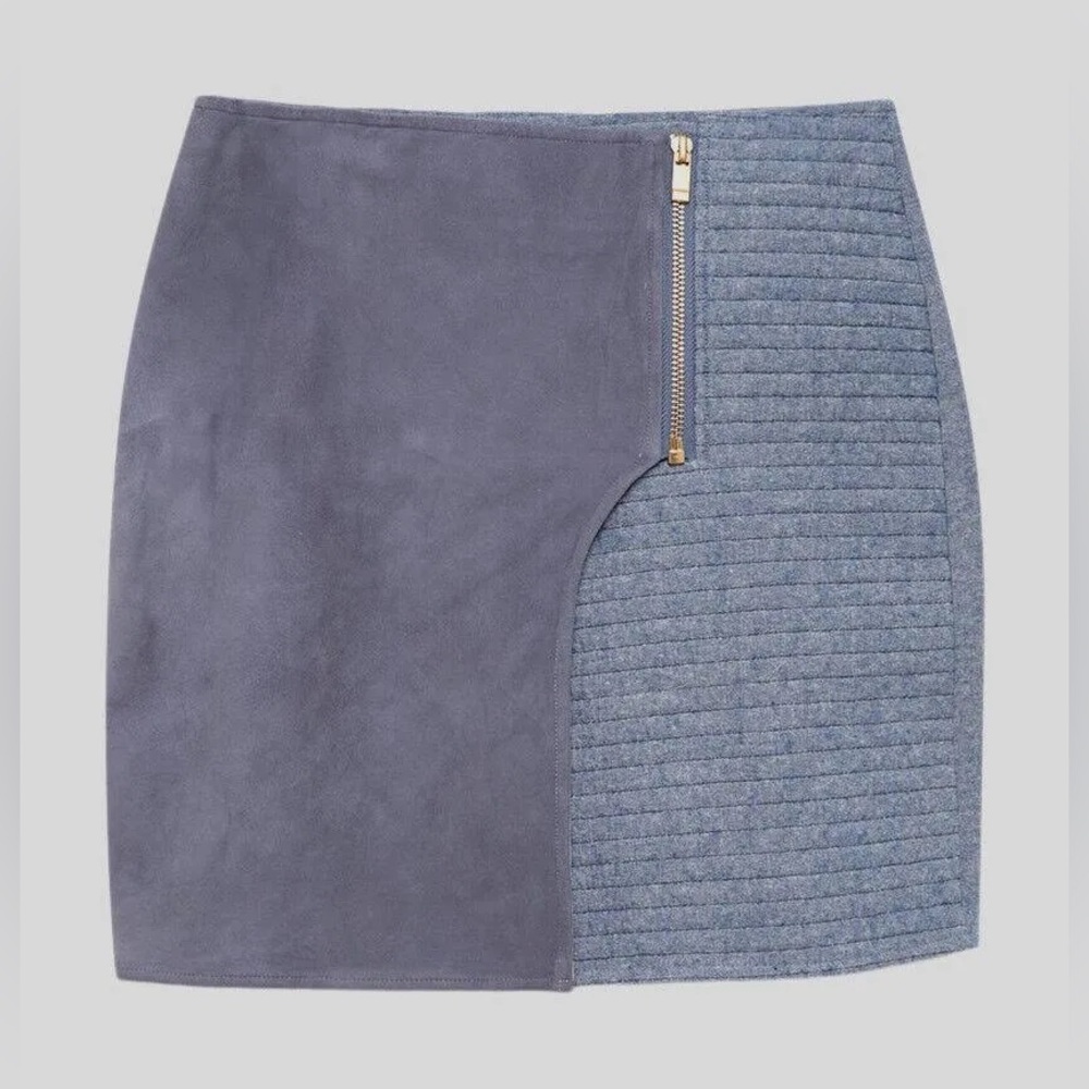 As by DF Amira Mini Wrap Skirt, Blue Chambray